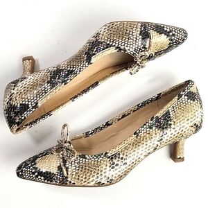 NEW Alex Marie Leather Multi-Color Snake Print Kitten Heel Bow Detail Pump